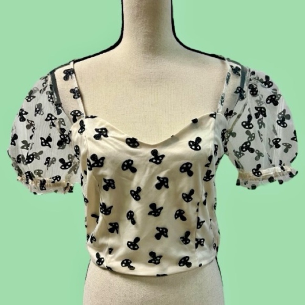 Hot Topic Glitter Shroom Mesh Top